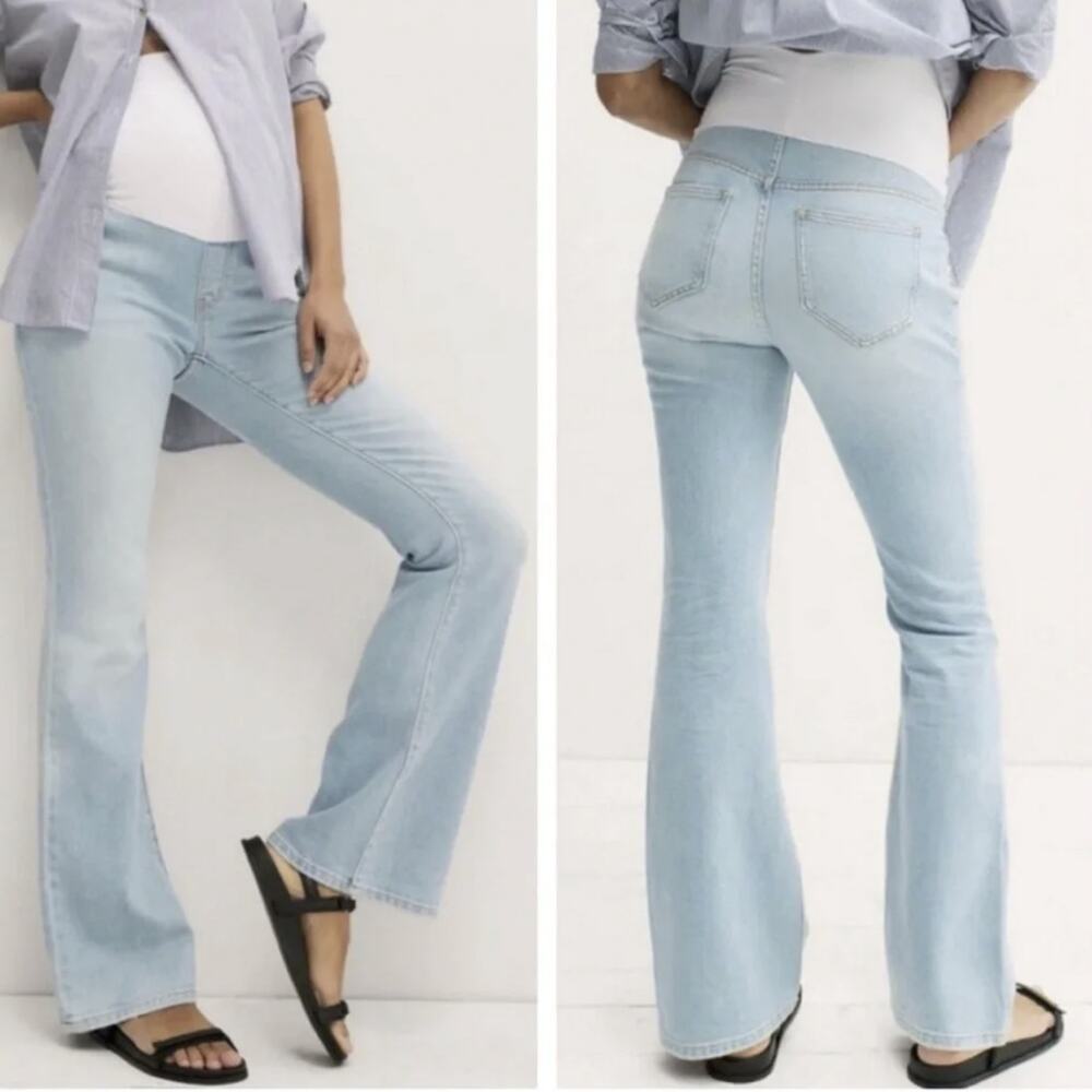 Hatch Light Wash Blue Flare Maternity Jeans